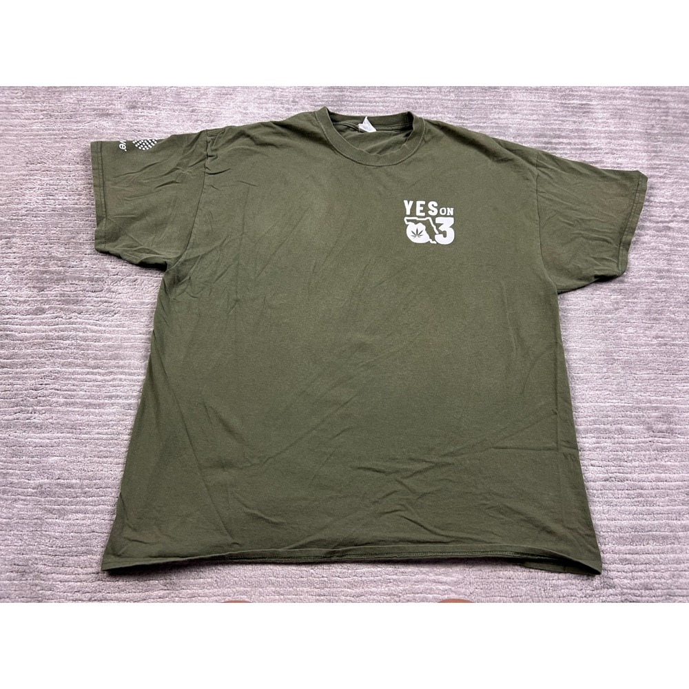 Port & Company T-Shirt Men 2XL Green Yes on 3 Trulieve Stop and Smell the Flower